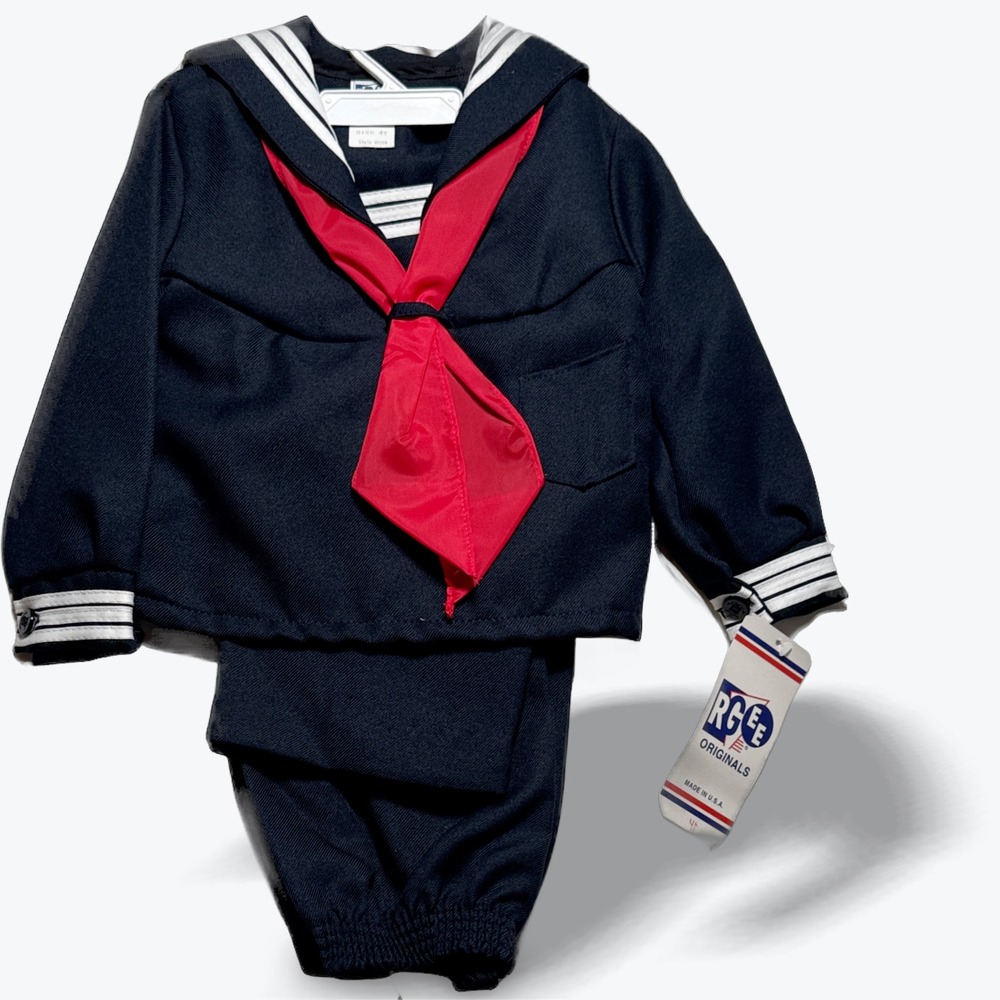 VTG Baby Sailor Suit 2pc Set 4T Navy Blue RGEE 80s New Old Stock with Tags RARE